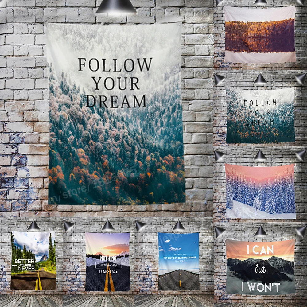 Landscape Inspirational Words Flag 3*5FT 96*144CM Hang Home Decoration Wall Poster Banner Metope Adornment 4 Grommets Custom | Дом и сад