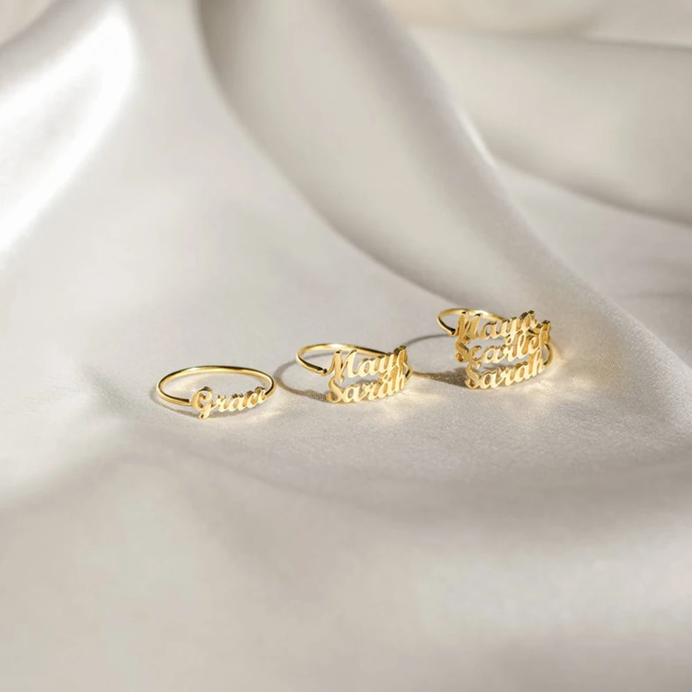 SHERMA Customize 1-3 First Name Ring Personalized Last Stainless Steel Adjustable Female Couple Family Jewelry | Украшения и