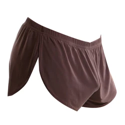 Sexy Men Boxers Male Underwear Solid Shorts Loose Underwear comfortable U convex pouch silk Body underpant