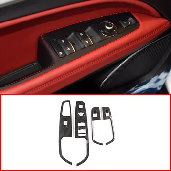 

For Alfa Romeo Stelvio (949) 2017-2019 ABS Carbon Fiber Window Lift Button Frame Cover Trim Interior Car Accessories For LHD