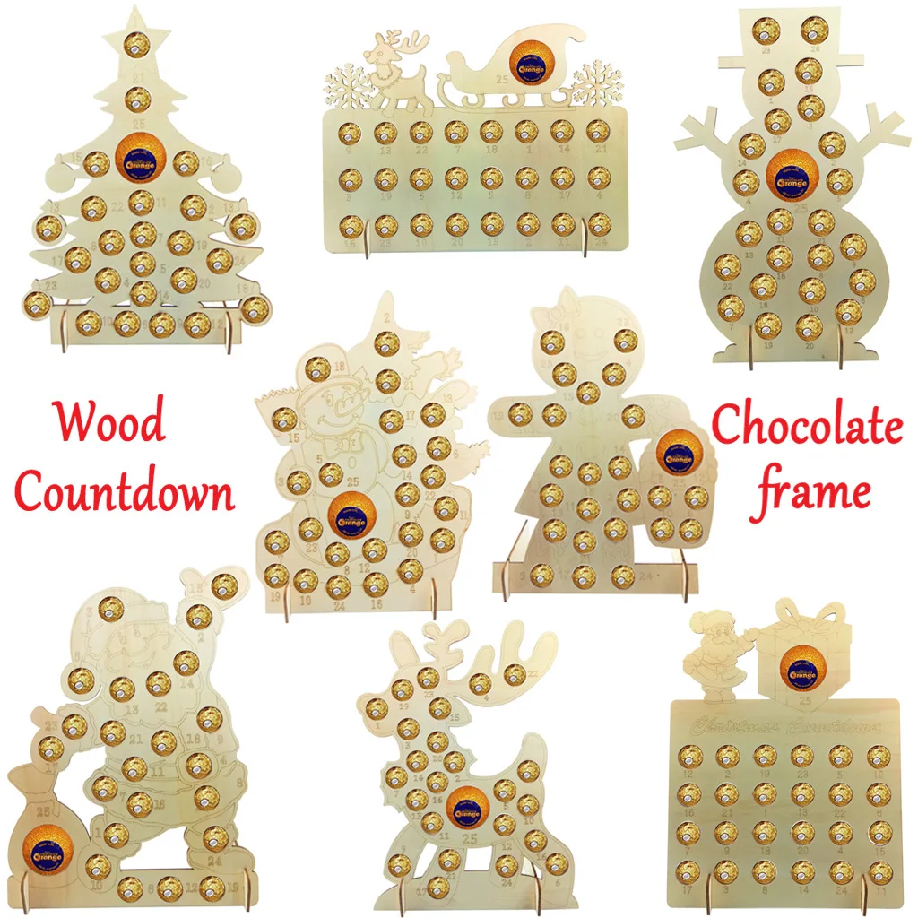 

Wooden Christmas Gift Box Countdown Calendar Home Decoration Party Putting Chocolate Box Frame Crafts
