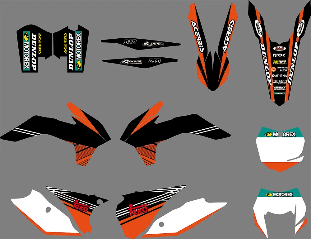 0582 новая команда графики с соответствующие фоны для KTM EXC XCW XCF W 2014 2015 2016|Наклейки и