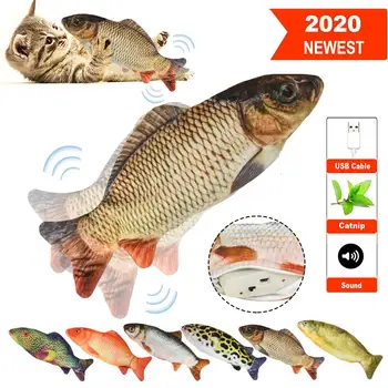 

USB Electric Moving Fish Cat Toy Pet Toy Realistic Plush Simulation Wagging Catnip Toy Kicker Toy For Kitty Pet Cat