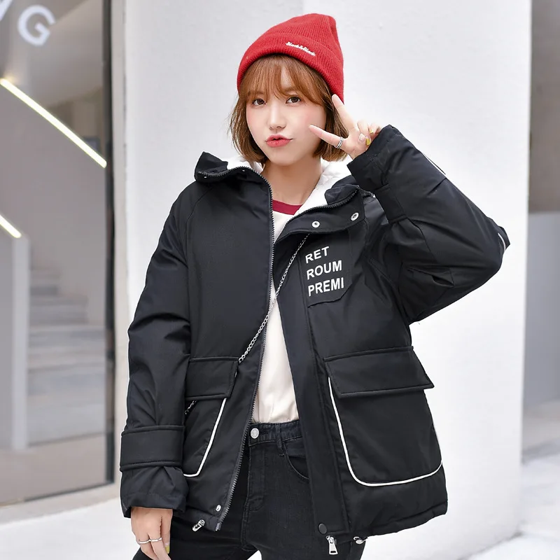 

Photo Shoot Autumn And Winter New Style Online Celebrity Casual Thick Cotton Coat Women's Korean-style Workwear Short Coat Hoode