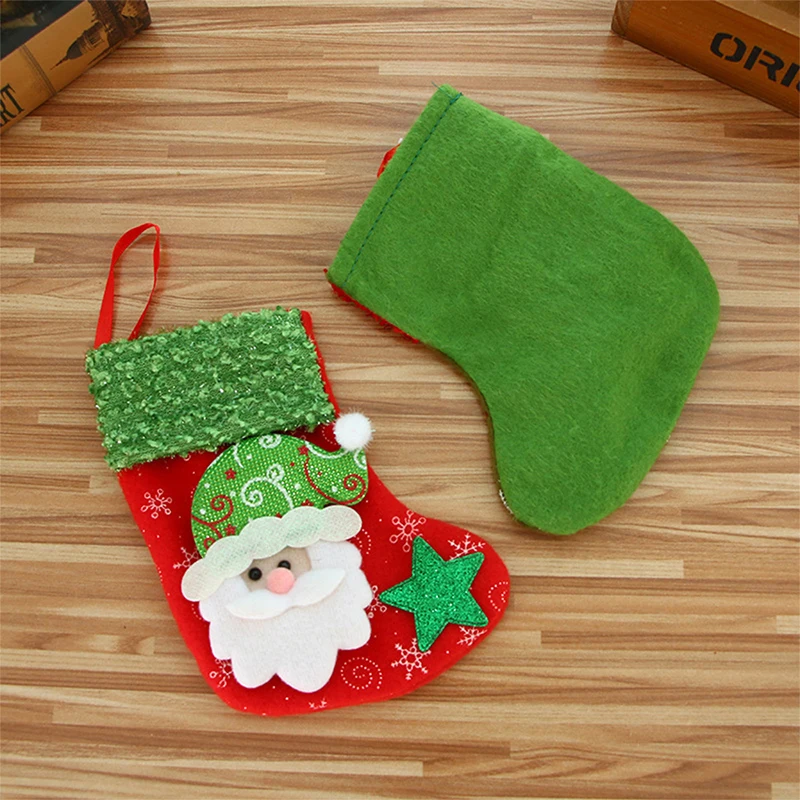 Santa Claus Sock Gift Christmas Stockings Hanging Ornaments Gift Holders Kids Candy Bag Xmas Christmas Tree Decorations