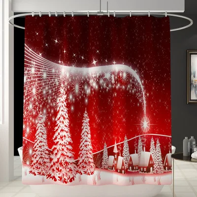 Shower curtainC Рождественская занавеска для душа, комбинированный набор для ванной комнаты, Санта снеговик, Новогодняя 3d занавеска для душа, занавеска для ванной - Цвет: Shower curtainC