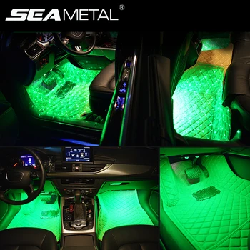 

4pcs LED Car Strip Lights Decorative Atmosphere Lamps Dash Floor Foot Strip Lights Auto Ambient Lamp Party Music Remote Control