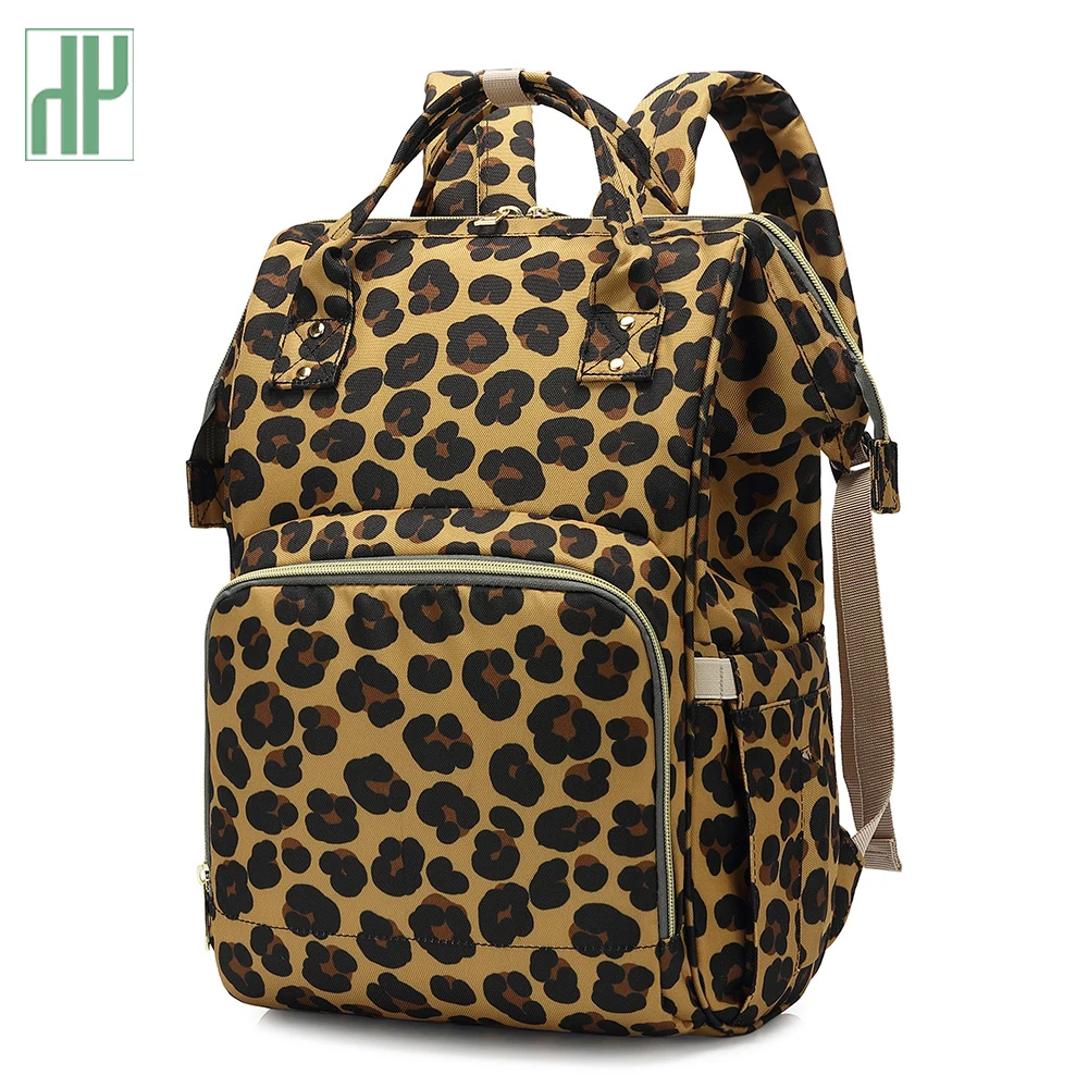 

Leopard Printing Mummy Backpack Hanging Trolley Diaper Baby Care Backpacks Bag Maternity Mother Nappy Bagpack
