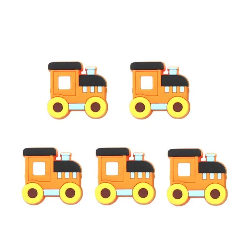 63-Orange 5 шт., силиконовые бусины, панда, автобус, мини, Лев, Мультяшные животные, Детские Прорезыватели, аксессуары для зубов, ожерелье, Пищевая силиконовая Прорезыватель - Цвет: 63-Orange