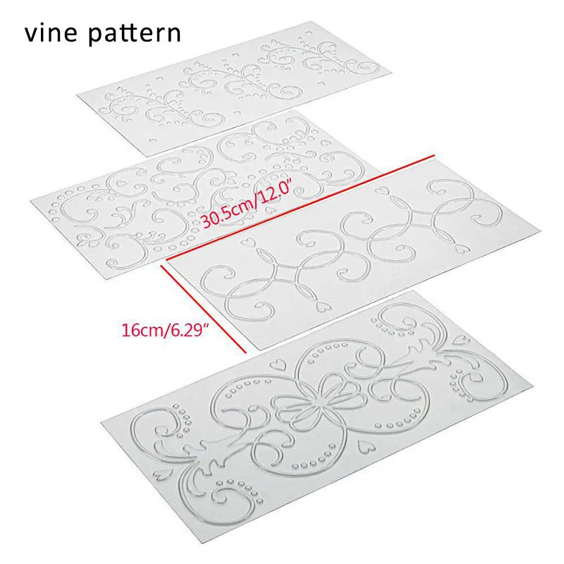 vine pattern 4 шт. прозрачные инструменты для украшения торта, трафарет, пластиковые формы для торта, аксессуары для выпечки, формы для выпечки - Цвет: vine pattern