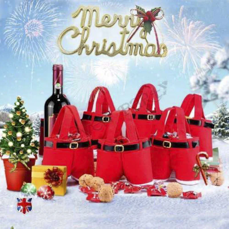 США рождественские конфеты мешок для подарков в виде штанов Санта Клауса Лакомство Сумки корзины с ручкой