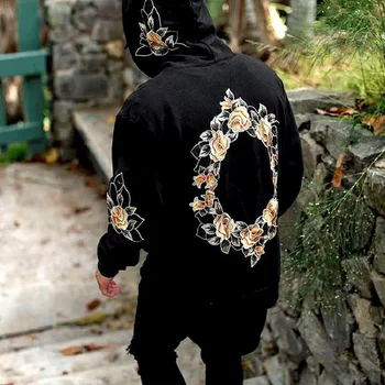 

Autumn New Design Flower Print Hoodies Sweatshirt Men Hip Hop Cool Hooded Pullover Coat Mens Sweatshirt Streewear Clothing MY181