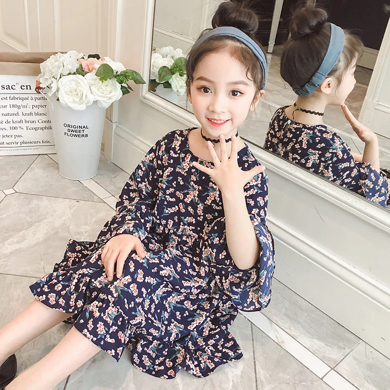 

Floral Girls Dresses Chiffon Princess Dresses Comfort Girls Clothes Casual Baby Kids Outfits Vestidos for 6 8 10 12 Years