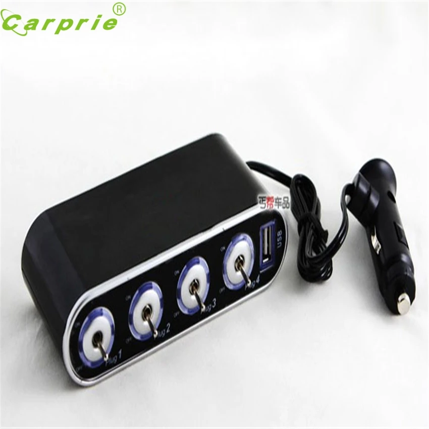 CARPRIE 4 Способа USB порт розетка для автомобильного прикуривателя Разветвитель 12V