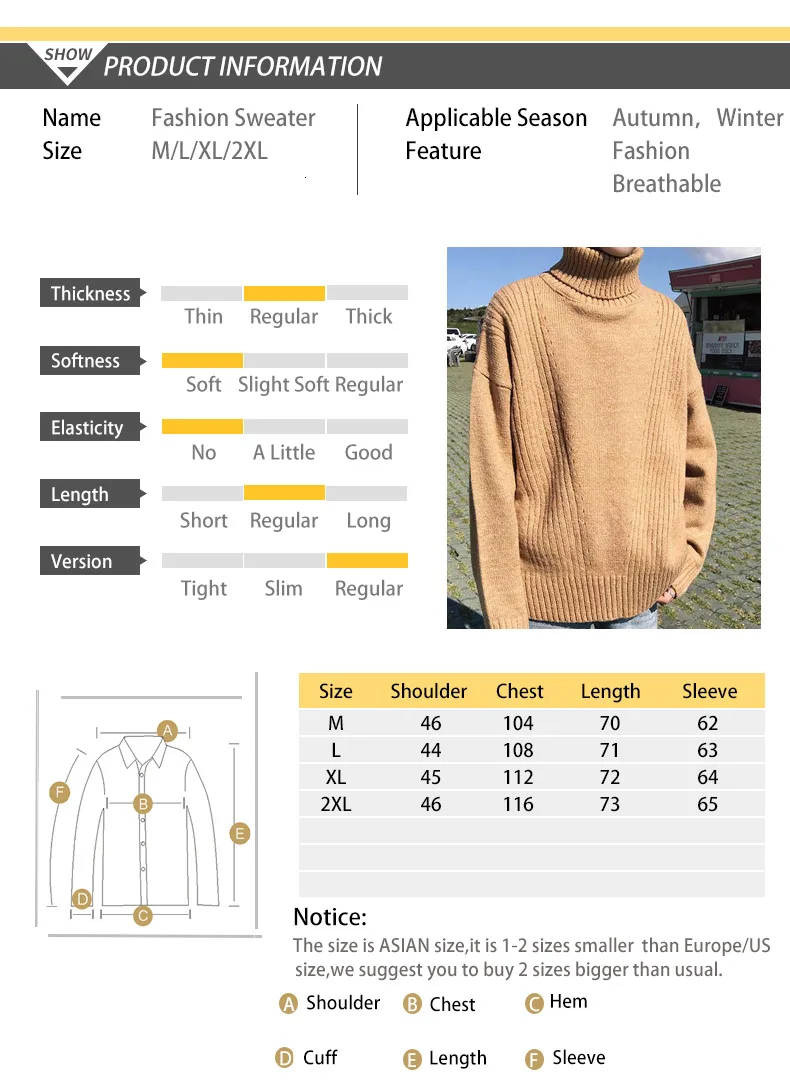 Однотонный пуловер с высоким воротом, мужской Корейский зимний свитер, мужская мода, длинный рукав, толстый мужской теплый свитер с высоким воротом для мужчин