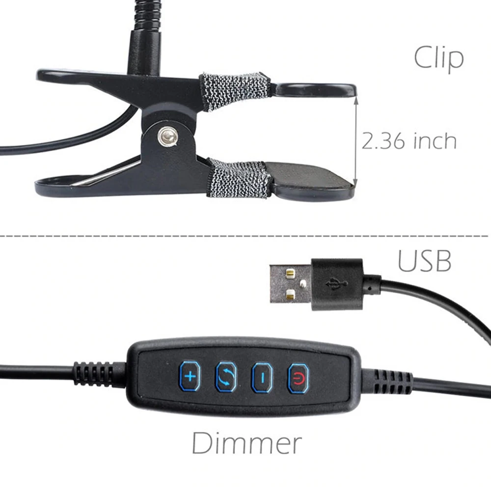 Светодиодная портативная настольная лампа на клипсе USB светильник для стола