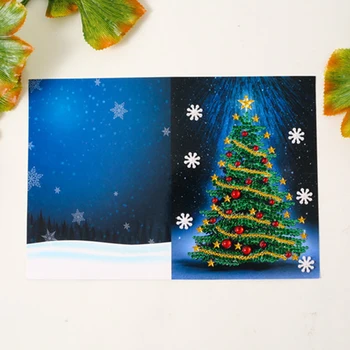 

Students Postcard Paper Envelope Rhinestones DIY Craft Tree Kids Gift 5D Christmas Greeting Card Set New Year Holiday Blessing
