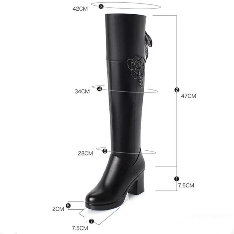 AIYUQI Thigh High Belted Boots Women Genuine Leather Platform High Heels Boots Women womens thigh high boots