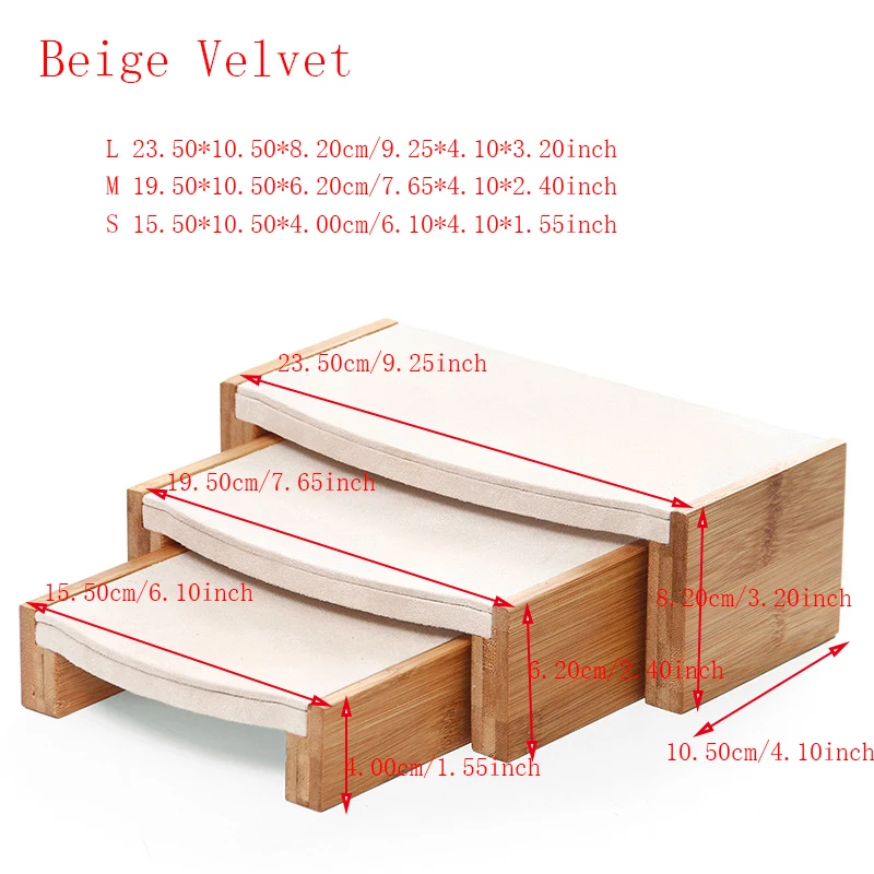 3 шт./компл. бамбука подвесной Цепочки и ожерелья Дисплей стенд бархат/из искусственной кожи браслет кольца серьги ювелирные изделия Дисплей Органайзер стеллаж для выставки товаров