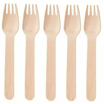 

100pcs/set Hotel Kitchen Cafe Picnic Biodegradable Wooden Cutlery Knives Forks Spoons Travel Disposable Home Party Single Use