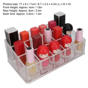 

16 Grid Transparent Acrylic Nail Polish Box Crystal Lipstick Storage Case Organizer Storage Rack Cosmetics Showing Display