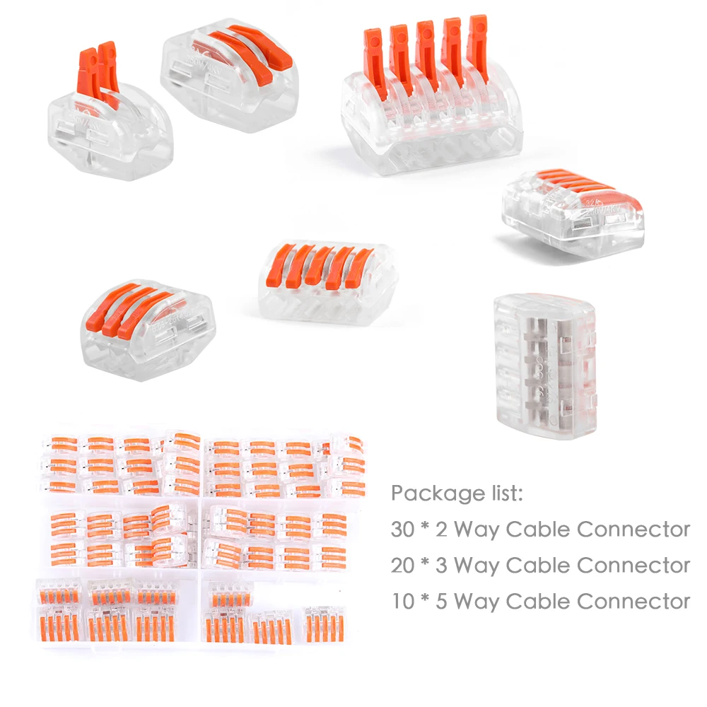

60pcs Flame Retardant Cable Connector Set Universal Wire Connectors Case Kit Quick Terminals