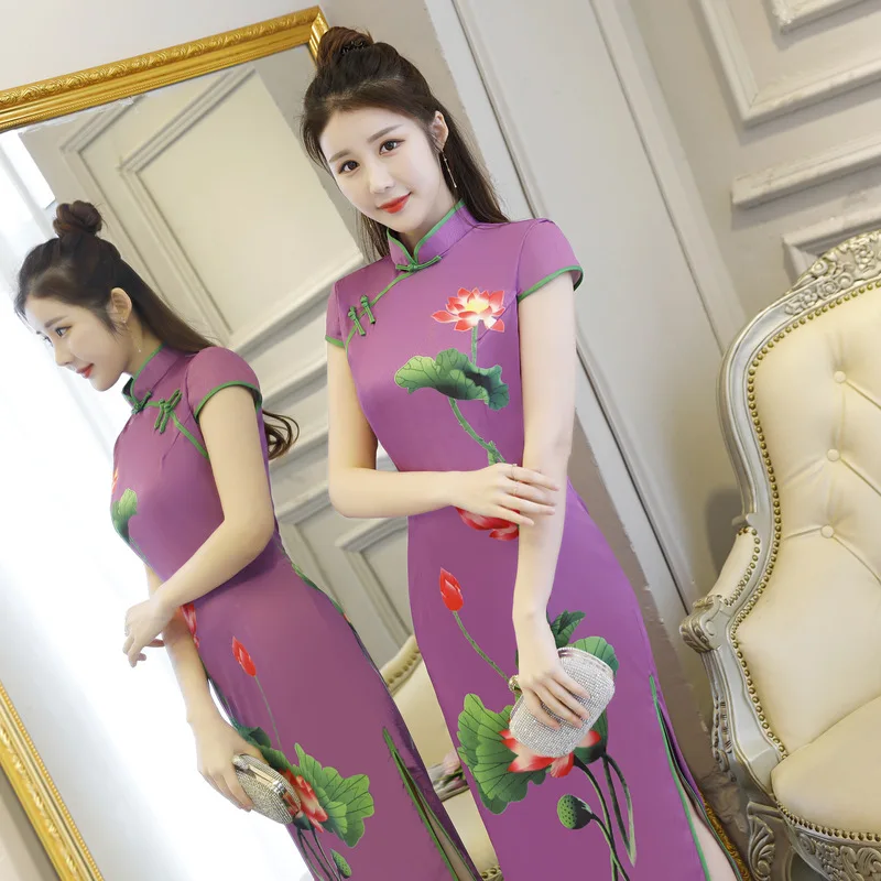 Традиционное повседневное современное китайское платье Чонсам с коротким рукавом, свадебное Ципао, китайское платье, Vestidos, размер S-3XL