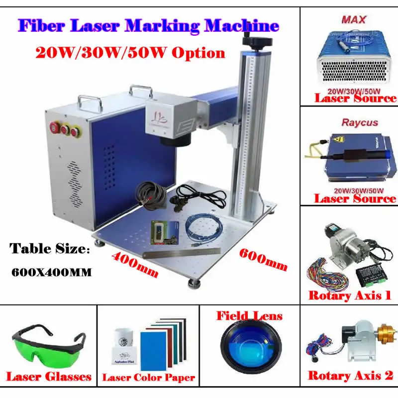 

Raycus Fiber Laser Machine 50W Nameplate Marking Printer Metal Laser Engraver Stainless Steel Engraving Machine 30W 20W Max Kit