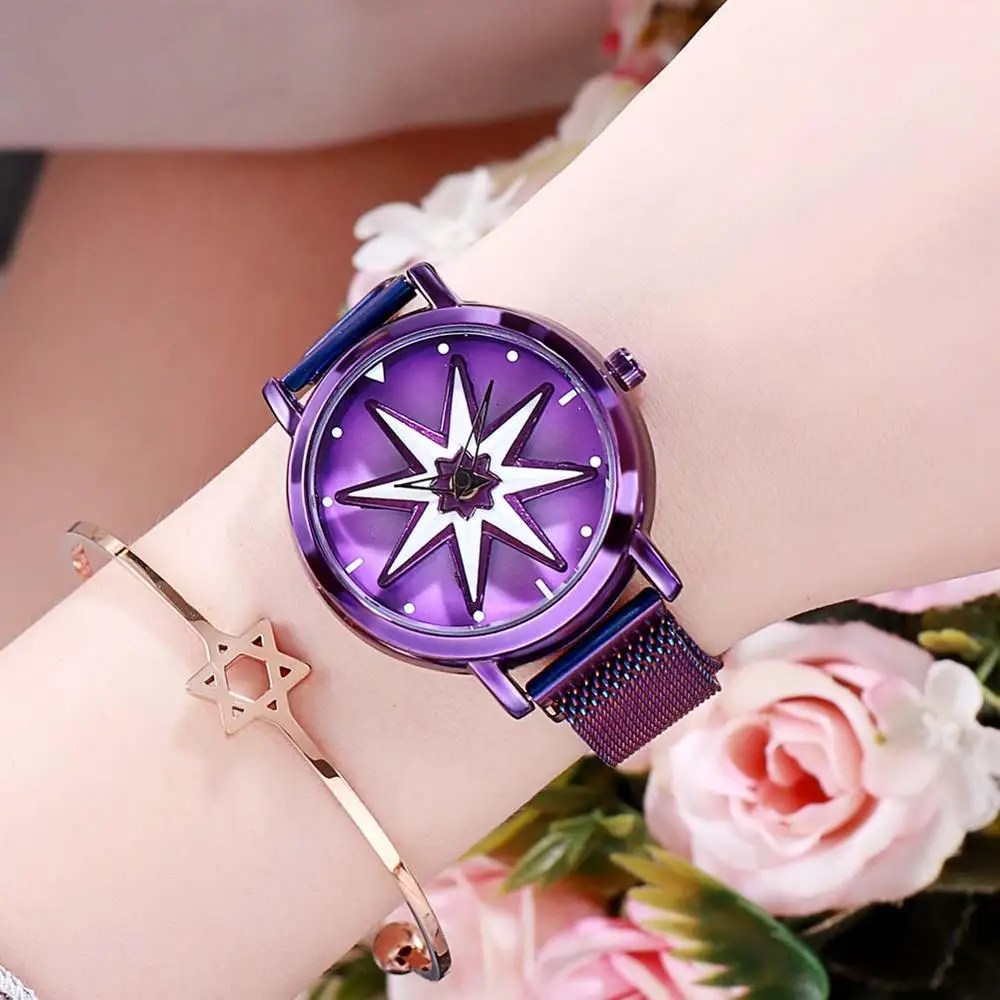 

2019 Luxury Rotating Ladies Watch Women Watches Rose Gold Magnetic Waterproof Female Wristwatch Relogio Feminino Reloj Mujer