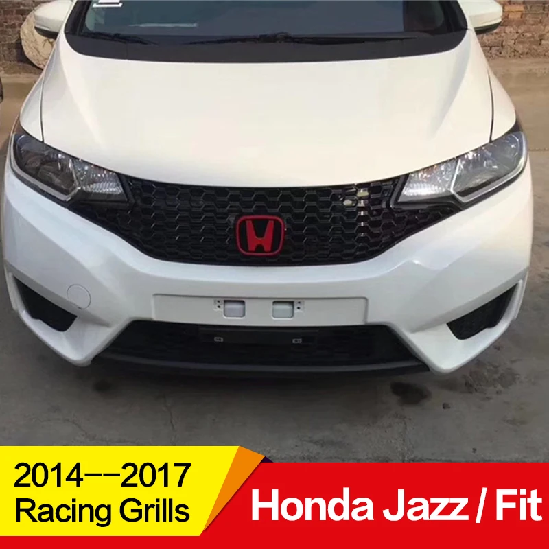 

Use for Honda JAZZ FIT Racing Grills 2014--2017 Year honeycomb style Refitt Front Center Racing Grille Cover accessorie body kit