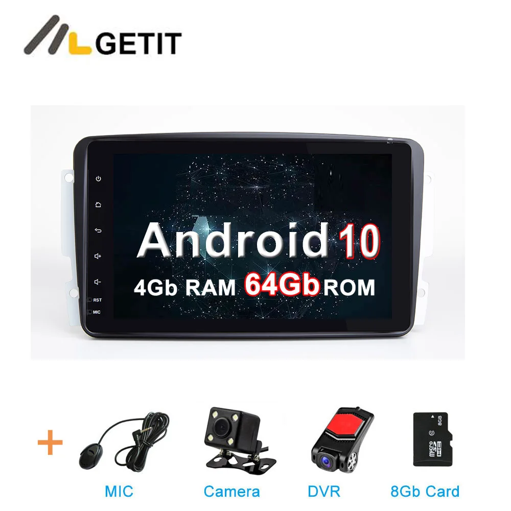 DSP " ips Android 10 Автомобильный мультимедийный Радио Стерео gps для Mercedes Benz CLK W209 W203 W463 W208 Viano/W639/Vito Wifi BT - Цвет: 4G CAMERA-DVR-SD