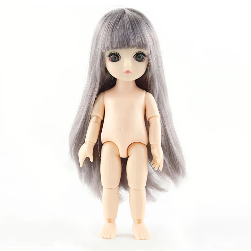 Подвижные шарнирные куклы 16 см 3D большие глаза длинные волосы BJD макияж кукла
