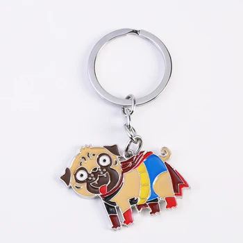 

New Cute Keychain Cartoon Dog Keychains Pet Pugs Key Ring Charms for Bag Car Keyring for Women Best Friend's Gift