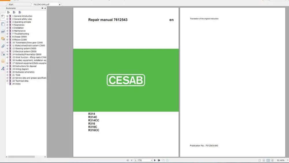 

Запчасти CESAB и сервис 28GB PDF
