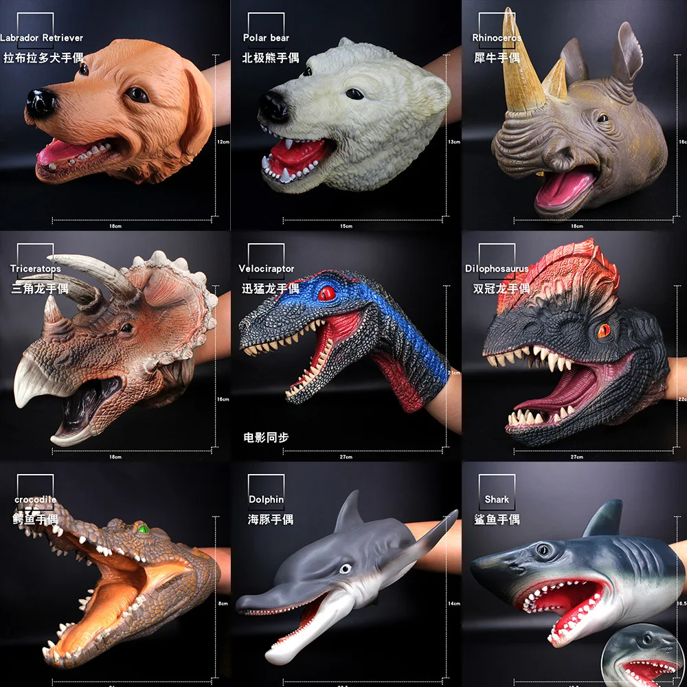 

Dinosaur Soft Silcone Triangular Hand Puppet Gloves Model T-Rex Toy Dragon Swift And Violent Dinosaur Head Unisex Shark