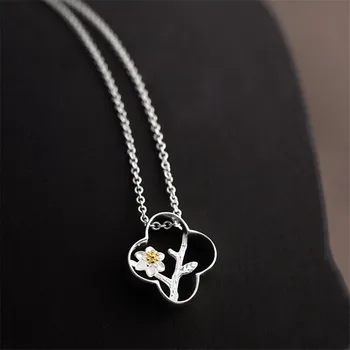 

925 Sterling Silver Flower Charm Necklaces & Pendants Choker Statement Necklace For Women Wedding Jewelry dz860