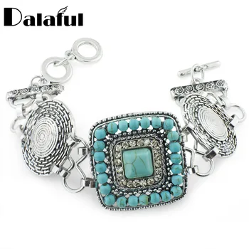 

Vintage Square Synthetic Beads Alloy Crystal Chain Retro Bracelets & Bangles Bracelets For Women S307