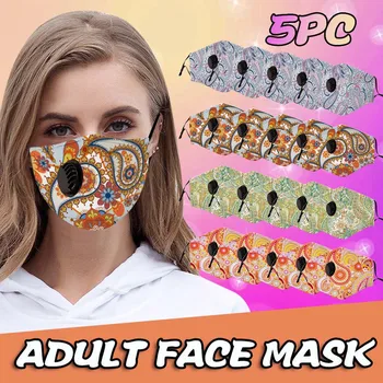 

Adult Cashew Flowers Printing Washable Mask With Breathing With Nose Strip 5pcs Mascarilla Reutilizable Mondkapjes Herbruikbaar