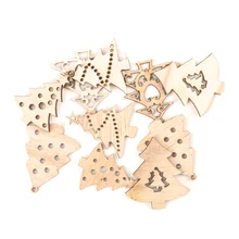 Смешанный деревянный узор рождественской елки подвесное украшение Шарм скрапбукинг ручной работы аксессуар домашнее украшение DIY 44 мм 10 шт