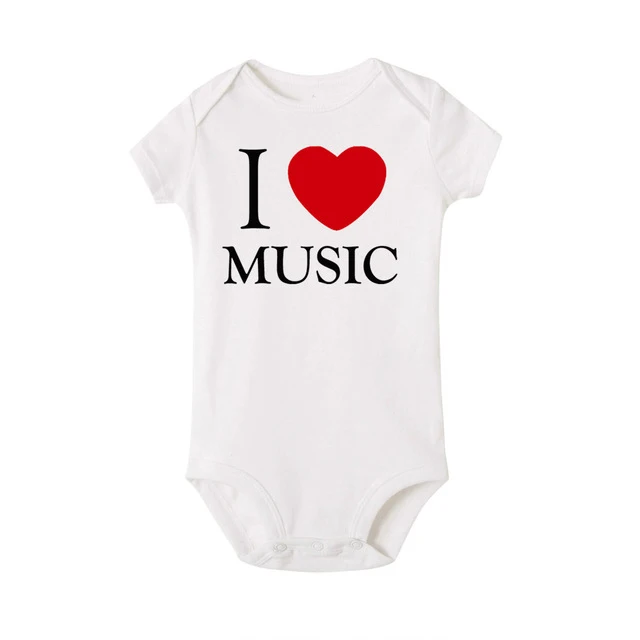 Детские комбинезоны с принтом «I Love Music», комплект одежды для маленьких мальчиков и девочек, унисекс, Infantil, Roupas, комбинированная одежда для