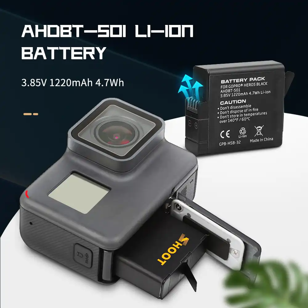 Shoot Ahdbt 501 Battery Kits With Usb Charger For Gopro Hero 8 7 6 5 Black Sports Action Camera For Gopro 8 7 6 5 Accessories Sports Camcorder Cases Aliexpress