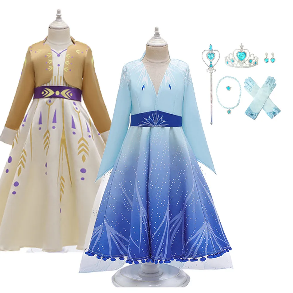 Хэллоуин Новогодние и рождественские костюмы Снежная королева 2 Платье Эльзы для девочек, леггинсы, куртка, Костюмы комплект, зимняя одежда с длинными рукавами, с изображением принцессы Эльзы детское Наряжаться