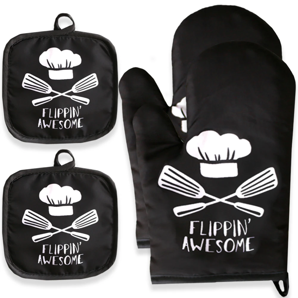 Personalizar dibujos animados guante para microondas Potholder guantes manoplas cocina Potholder mat para barbacoa aislamiento guantes caliente manoplas de horno hornear