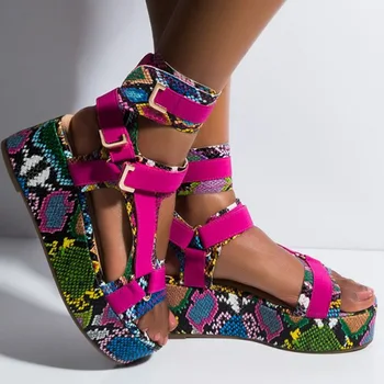 

Big size high top color snake fish mouth raised SANDAL WOMAN