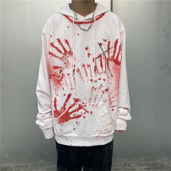 

Male Streetwear Vintage Loose Hoodie Outerwear Men High Street Hip Hop Hand Graffiti Hooded Sweatshirt
