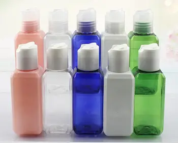 

50ml Square Plastic Bottles With Disc Top Caps,Lotion Containers BPA Free Refillable Liquid Soap Bottle SN2903