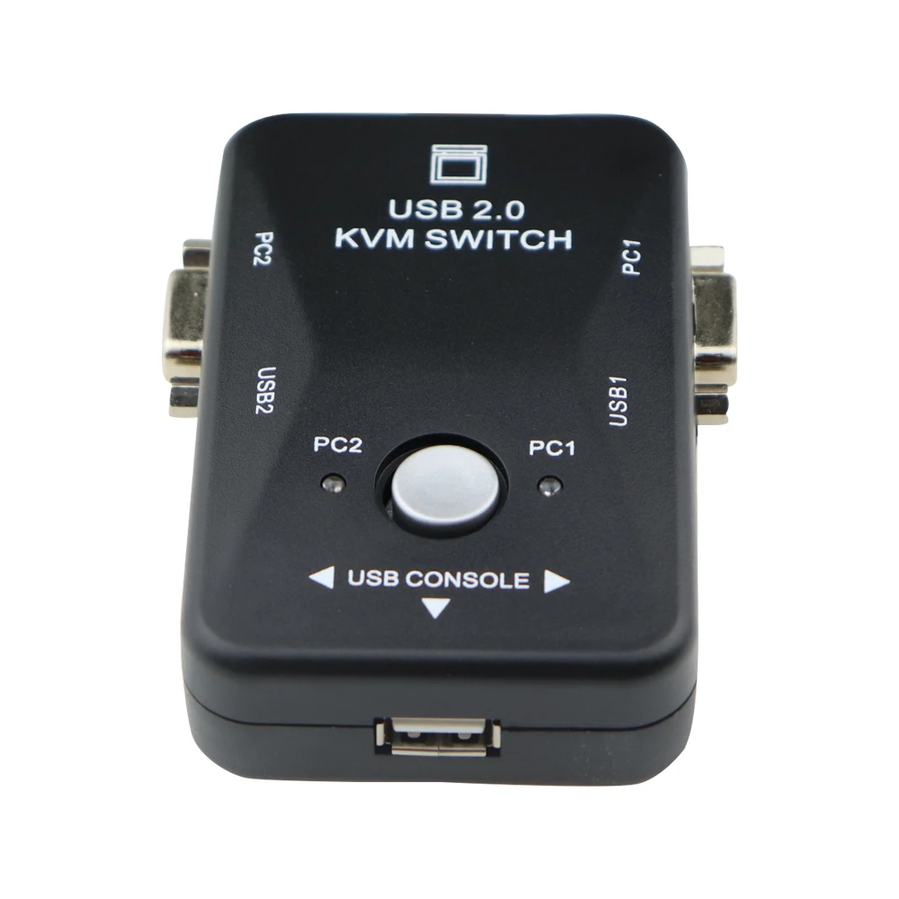  2 In 1 Out USB 2.0 VGA KVM Switch Box 2-Port PC Monitor Switches Box Adapter For Computer Keyboard 