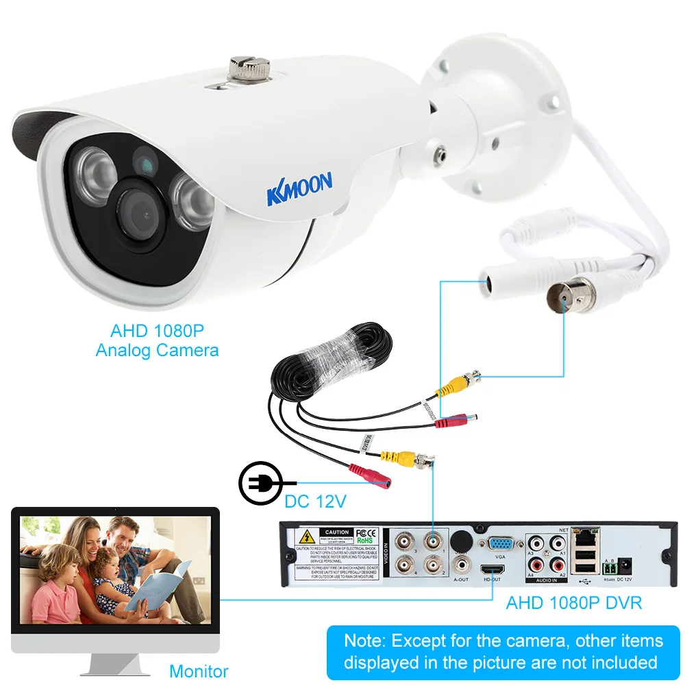 KKMOON 1080P AHD CCTV камера 2.0MP 3 6 мм 1/3 &quotCMOS 2 Массив ИК светодиодов ночного видения