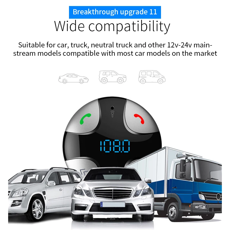 USB быстрое автомобильное зарядное устройство Bluetooth приемник Магнитный fm-передатчик модулятор Автомобильный AUX беспроводной радио адаптер MP3 плеер и микрофон