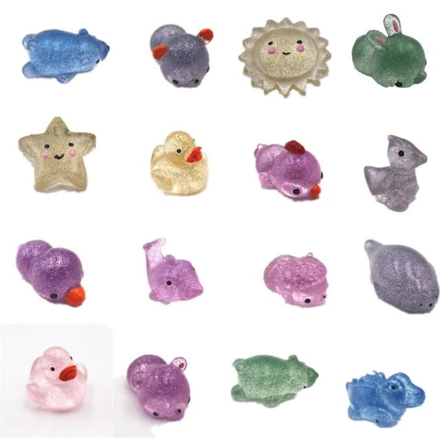 30pcs/set Random Color & Style Glitter Transparent Mochi Squishy Stress  Relief Toy